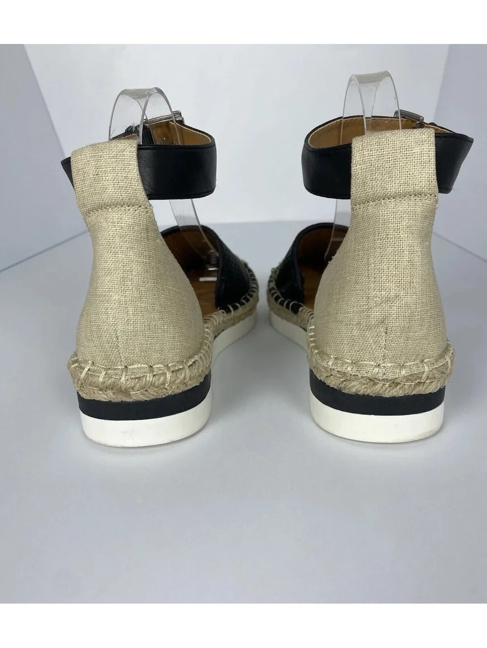 a.n.a Carrie Women's Sandals Size 8.5M Black Tan Espadrille Platform Ankle Strap